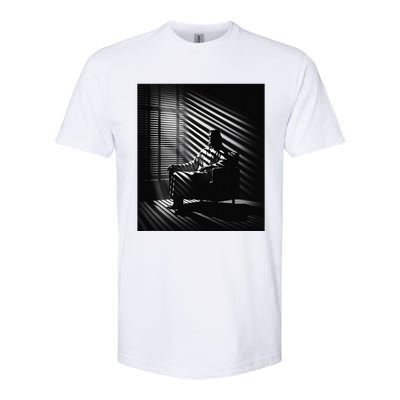 Jesus Christ Sitting In A Chair Film Noir Atmosphere Softstyle CVC T-Shirt