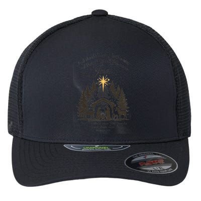 Jesus Christmas She Shall Bring Forth A Son Nativity Scene Flexfit Unipanel Trucker Cap