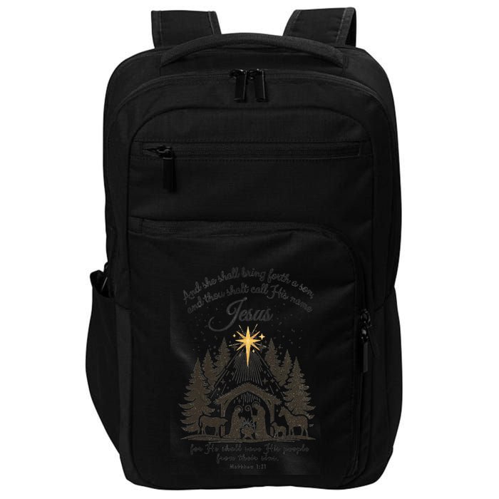 Jesus Christmas She Shall Bring Forth A Son Nativity Scene Impact Tech Backpack