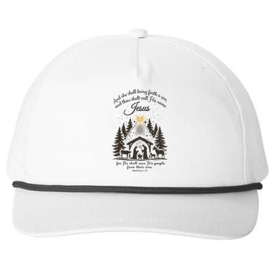 Jesus Christmas She Shall Bring Forth A Son Nativity Scene Snapback Five-Panel Rope Hat