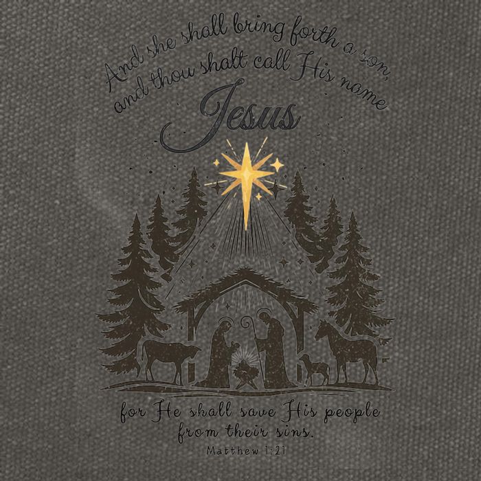 Jesus Christmas She Shall Bring Forth A Son Nativity Scene Cotton Canvas Backpack