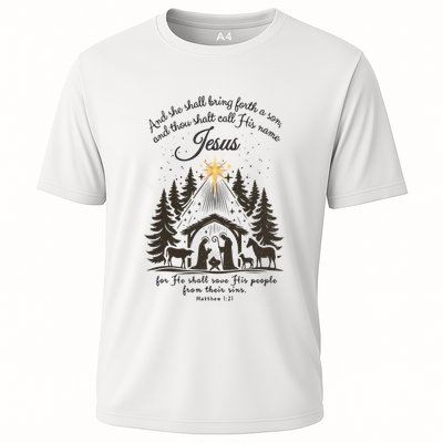 Jesus Christmas She Shall Bring Forth A Son Nativity Scene Performance Shirt