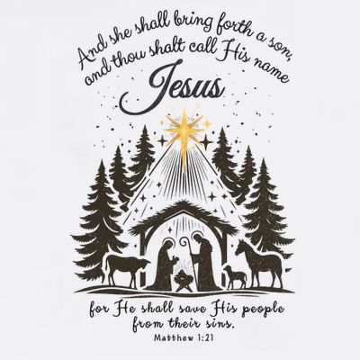 Jesus Christmas She Shall Bring Forth A Son Nativity Scene T-Shirt
