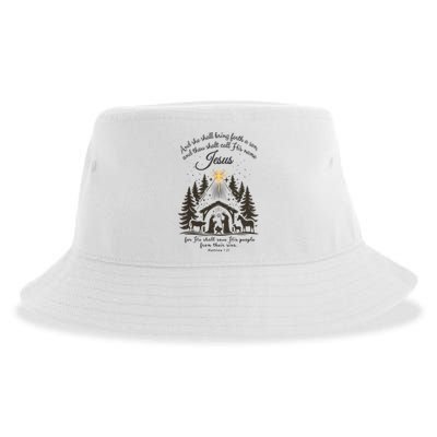 Jesus Christmas She Shall Bring Forth A Son Nativity Scene Sustainable Bucket Hat