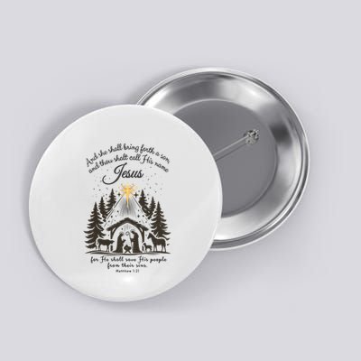 Jesus Christmas She Shall Bring Forth A Son Nativity Scene Button