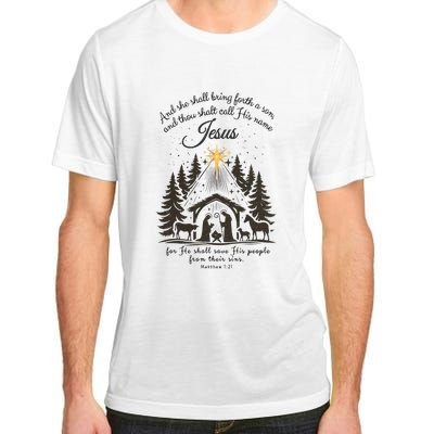 Jesus Christmas She Shall Bring Forth A Son Nativity Scene Adult ChromaSoft Performance T-Shirt