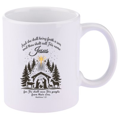 Jesus Christmas She Shall Bring Forth A Son Nativity Scene 11oz C Handle Ceramic Mug