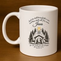 Jesus Christmas She Shall Bring Forth A Son Nativity Scene 11oz C Handle Ceramic Mug
