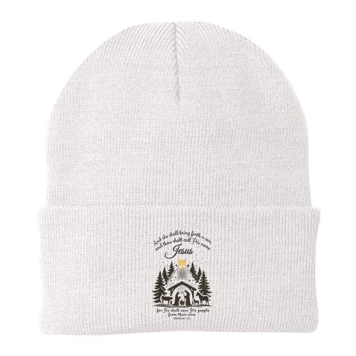 Jesus Christmas She Shall Bring Forth A Son Nativity Scene Beanie