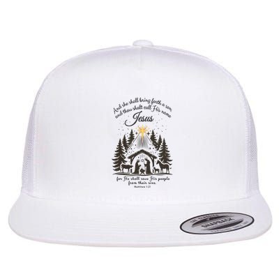 Jesus Christmas She Shall Bring Forth A Son Nativity Scene Flatbill Hat