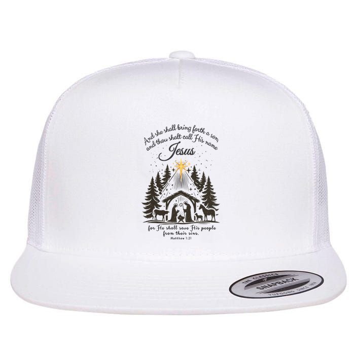 Jesus Christmas She Shall Bring Forth A Son Nativity Scene Flatbill Hat