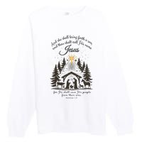 Jesus Christmas She Shall Bring Forth A Son Nativity Scene Premium Crewneck Sweatshirt