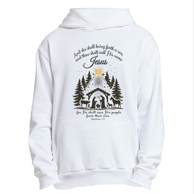 Jesus Christmas She Shall Bring Forth A Son Nativity Scene Urban Pullover Hoodie