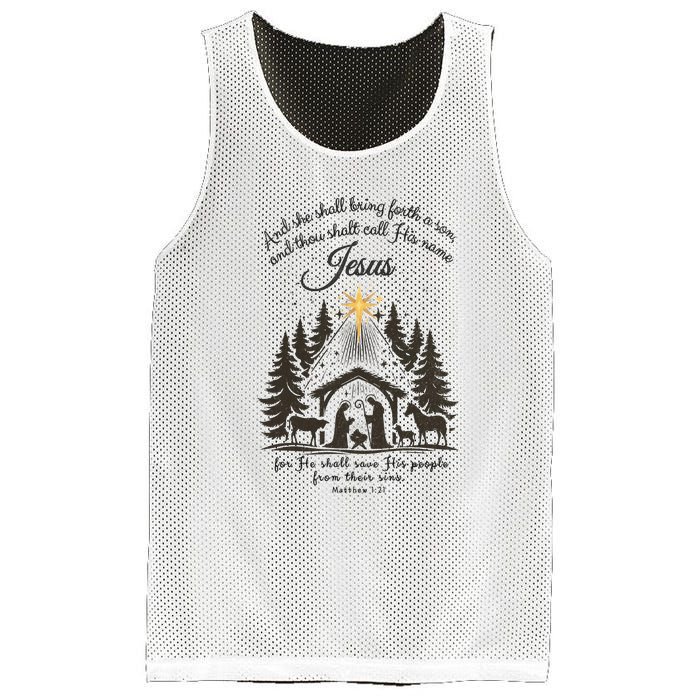 Jesus Christmas She Shall Bring Forth A Son Nativity Scene Mesh Reversible Basketball Jersey Tank