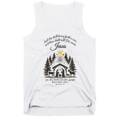 Jesus Christmas She Shall Bring Forth A Son Nativity Scene Tank Top