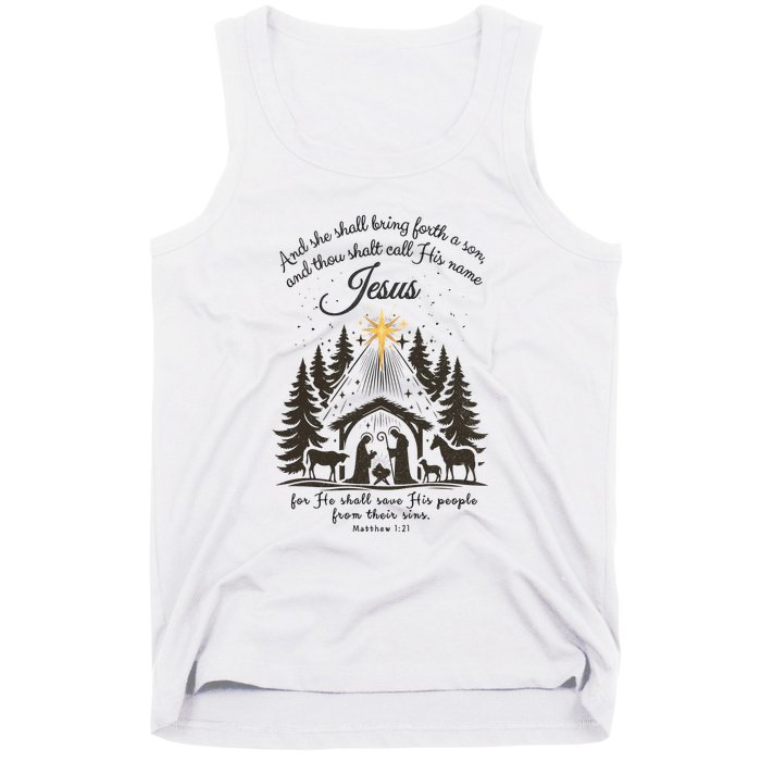 Jesus Christmas She Shall Bring Forth A Son Nativity Scene Tank Top