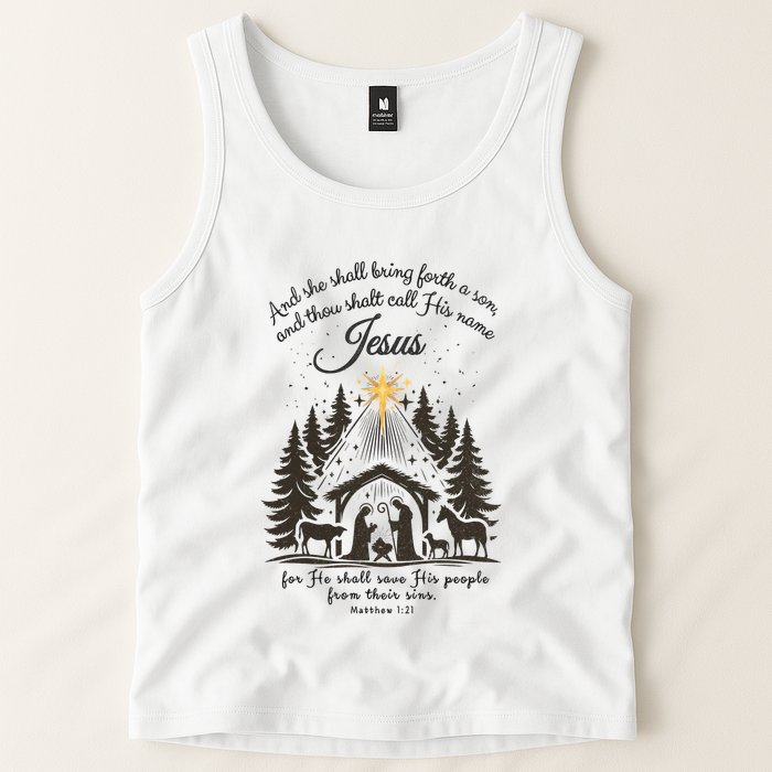 Jesus Christmas She Shall Bring Forth A Son Nativity Scene Tank Top