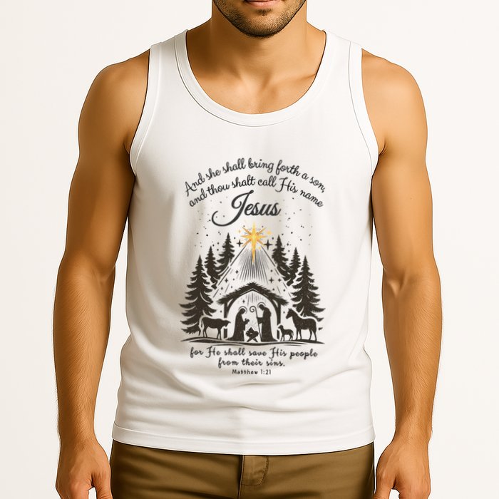Jesus Christmas She Shall Bring Forth A Son Nativity Scene Tank Top