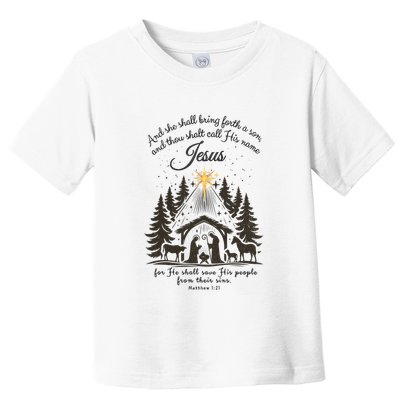 Jesus Christmas She Shall Bring Forth A Son Nativity Scene Toddler T-Shirt