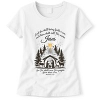 Jesus Christmas She Shall Bring Forth A Son Nativity Scene Womens T-Shirt