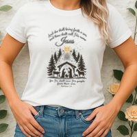 Jesus Christmas She Shall Bring Forth A Son Nativity Scene Womens T-Shirt
