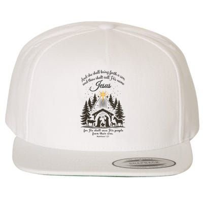 Jesus Christmas She Shall Bring Forth A Son Nativity Scene Wool Snapback Cap