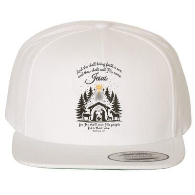 Jesus Christmas She Shall Bring Forth A Son Nativity Scene Wool Snapback Cap