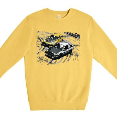 JDM Car Street Drift Race 86 VS FD Anime Style Premium Crewneck Sweatshirt