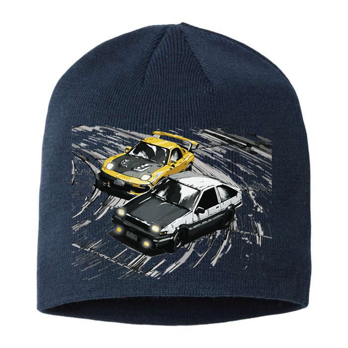 JDM Car Street Drift Race 86 VS FD Anime Style Sustainable Beanie