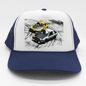 JDM Car Street Drift Race 86 VS FD Anime Style Trucker Hat