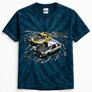 JDM Car Street Drift Race 86 VS FD Anime Style Kids Tie-Dye T-Shirt