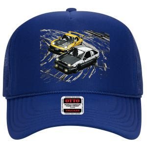 JDM Car Street Drift Race 86 VS FD Anime Style High Crown Mesh Back Trucker Hat