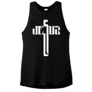 Jesus Cross Symbol Limited Edition Ladies PosiCharge Tri-Blend Wicking Tank