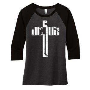 Jesus Cross Symbol Limited Edition Women's Tri-Blend 3/4-Sleeve Raglan Shirt