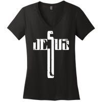 Jesus Cross Symbol Limited Edition Women's V-Neck T-Shirt