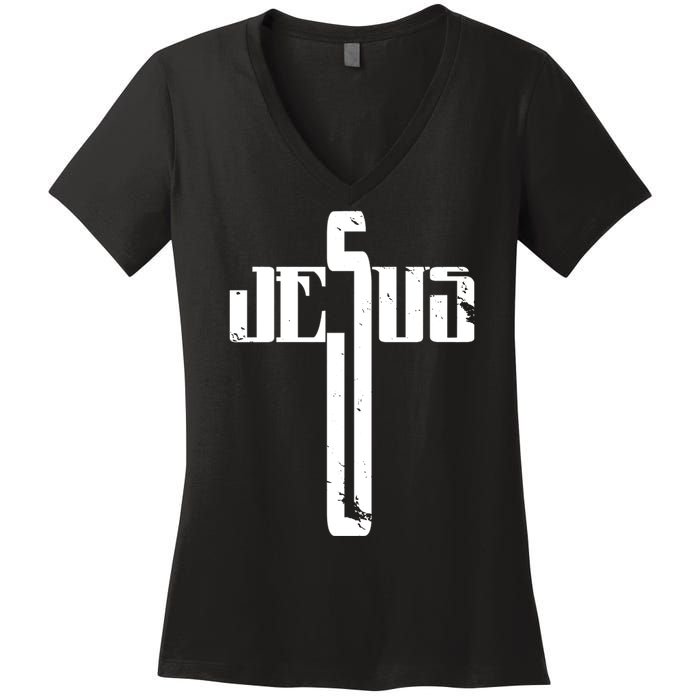 Jesus Cross Symbol Limited Edition Women's V-Neck T-Shirt