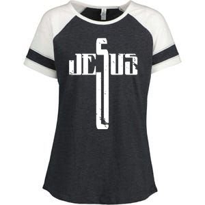 Jesus Cross Symbol Limited Edition Enza Ladies Jersey Colorblock Tee