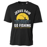 Jesus Christ Said Go Fishing Christian Fisherman Faith Cooling Performance Crew T-Shirt