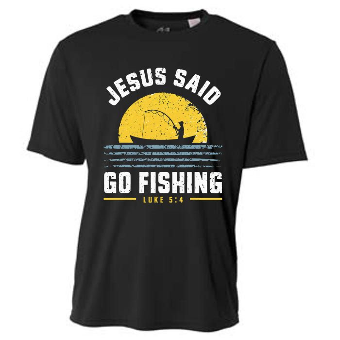 Jesus Christ Said Go Fishing Christian Fisherman Faith Cooling Performance Crew T-Shirt