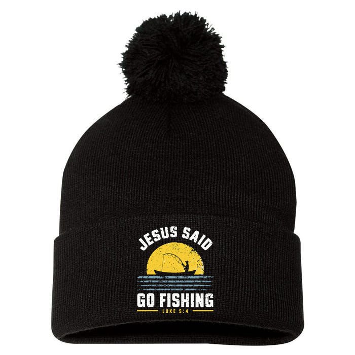 Jesus Christ Said Go Fishing Christian Fisherman Faith Pom Pom 12in Knit Beanie