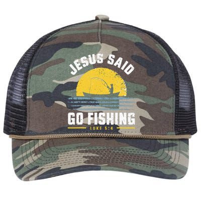 Jesus Christ Said Go Fishing Christian Fisherman Faith Retro Rope Trucker Hat Cap