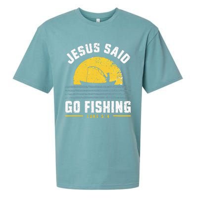 Jesus Christ Said Go Fishing Christian Fisherman Faith Sueded Cloud Jersey T-Shirt