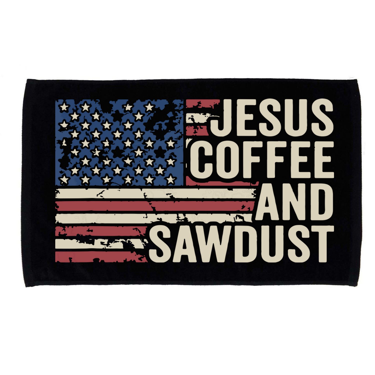 Jesus Coffee Sawdust Christian Carpenter Woodworking USA Microfiber Hand Towel
