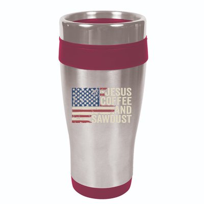 Jesus Coffee Sawdust Christian Carpenter Woodworking USA 16oz Travel Tumbler