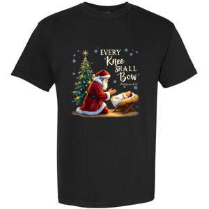 Jesus Christian Santa Christmas Xmas Every Knee Shall Bow Garment-Dyed Heavyweight T-Shirt