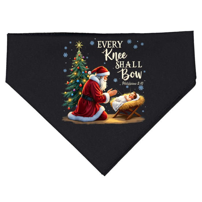 Jesus Christian Santa Christmas Xmas Every Knee Shall Bow USA-Made Doggie Bandana