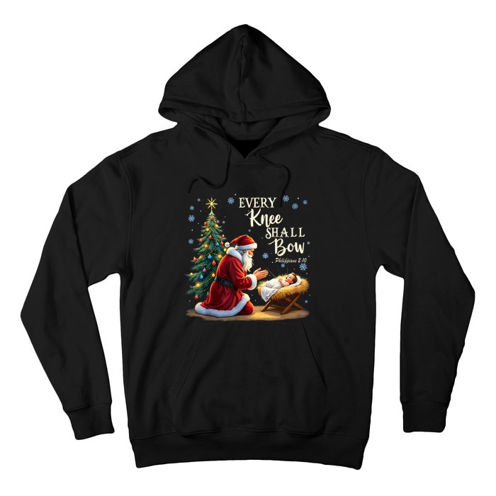 Jesus Christian Santa Christmas Xmas Every Knee Shall Bow Hoodie