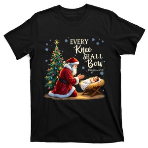 Jesus Christian Santa Christmas Xmas Every Knee Shall Bow T-Shirt