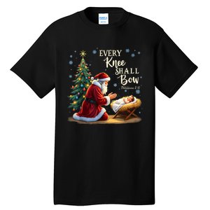 Jesus Christian Santa Christmas Xmas Every Knee Shall Bow Tall T-Shirt