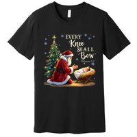 Jesus Christian Santa Christmas Xmas Every Knee Shall Bow Premium T-Shirt